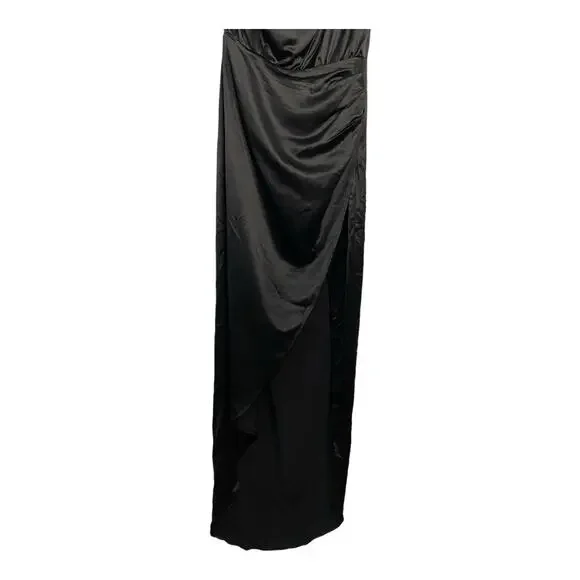 Revolve Nonchalant Label Dinah One Shoulder Dress Satin Gown Black Size M